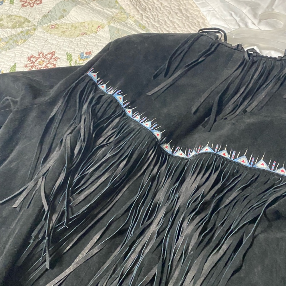 Patrica wolf long duster with fringe unlined